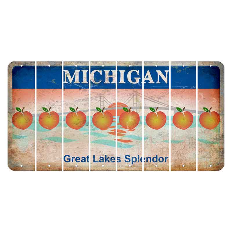 Michigan Great Lakes Splendor Cut License Plate Strips (Set of 8) Peach