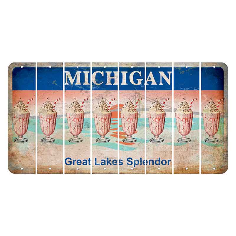 Michigan Great Lakes Splendor Cut License Plate Strips (Set of 8) Milkshake