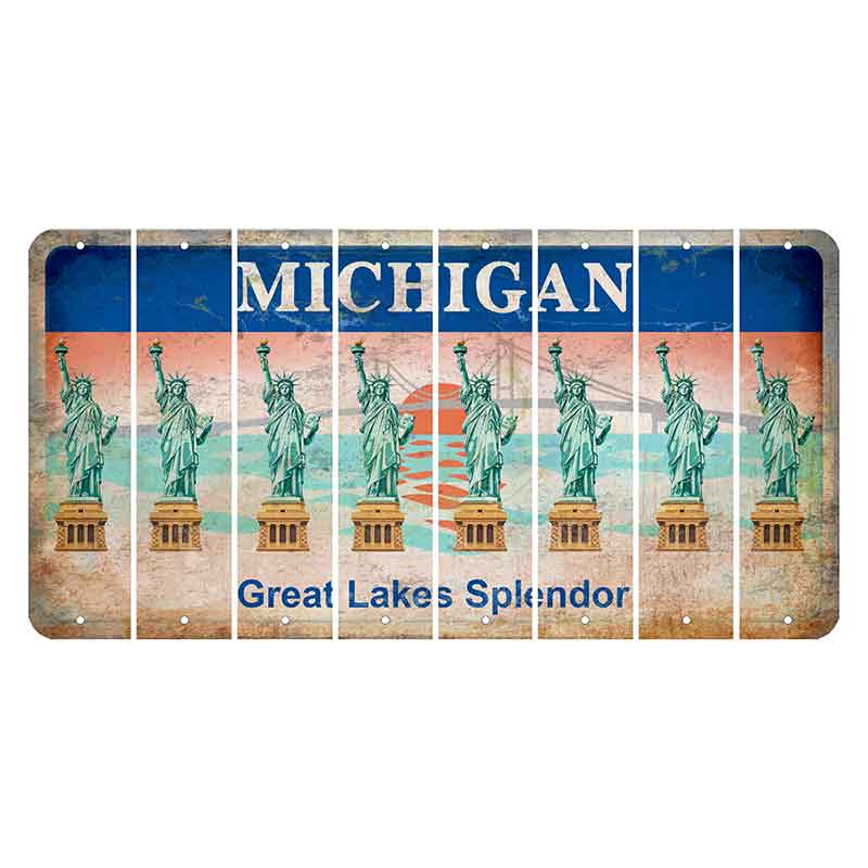 Michigan Great Lakes Splendor Cut License Plate Strips (Set of 8) Statue of Liberty