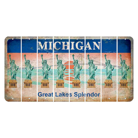 Michigan Great Lakes Splendor Cut License Plate Strips (Set of 8) Statue of Liberty