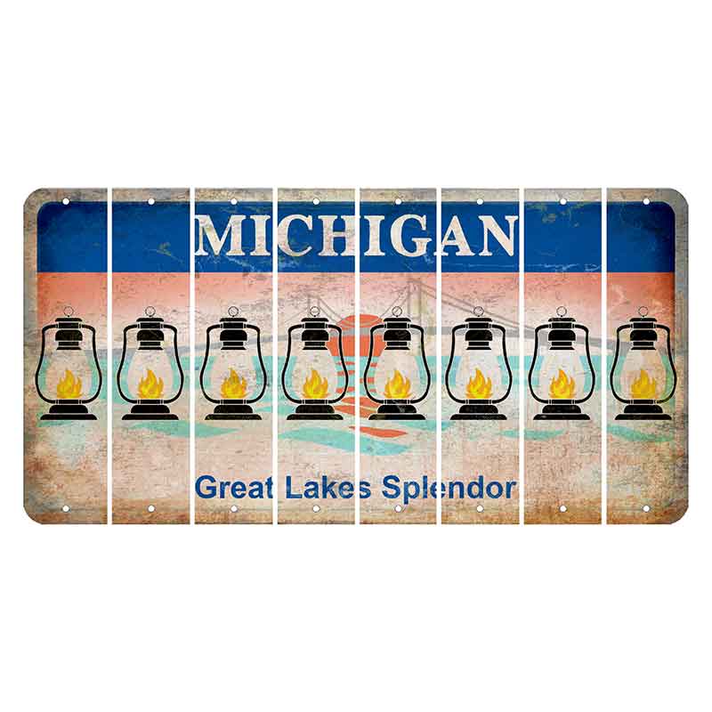 Michigan Great Lakes Splendor Cut License Plate Strips (Set of 8) Lantern