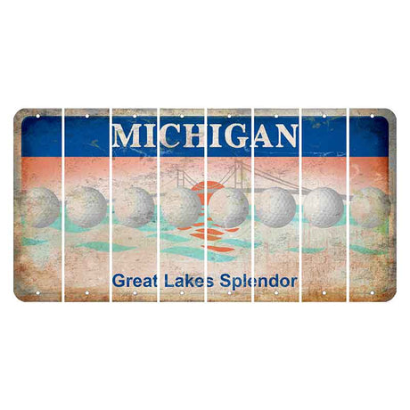 Michigan Great Lakes Splendor Cut License Plate Strips (Set of 8) Golfball