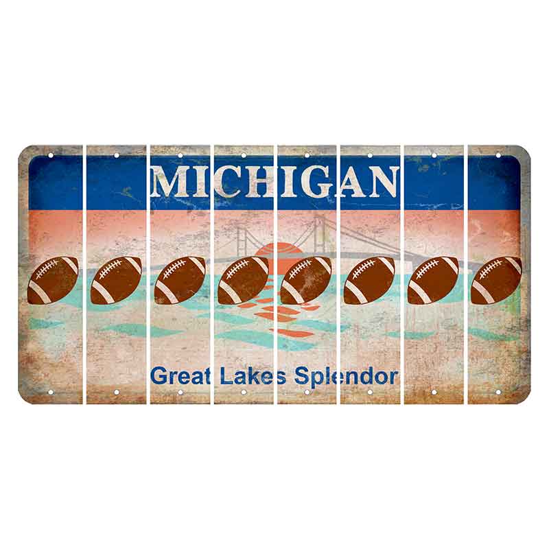 Michigan Great Lakes Splendor Cut License Plate Strips (Set of 8) Football