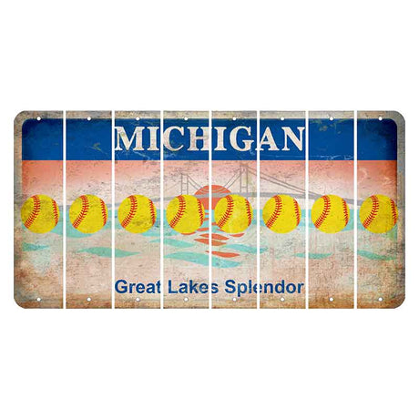 Michigan Great Lakes Splendor Cut License Plate Strips (Set of 8) Softball