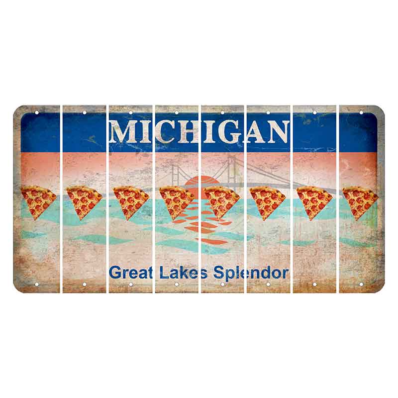 Michigan Great Lakes Splendor Cut License Plate Strips (Set of 8) Pizza