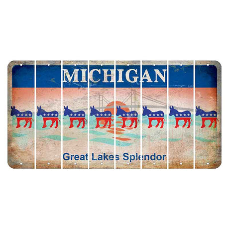 Michigan Great Lakes Splendor Cut License Plate Strips (Set of 8) Democrat