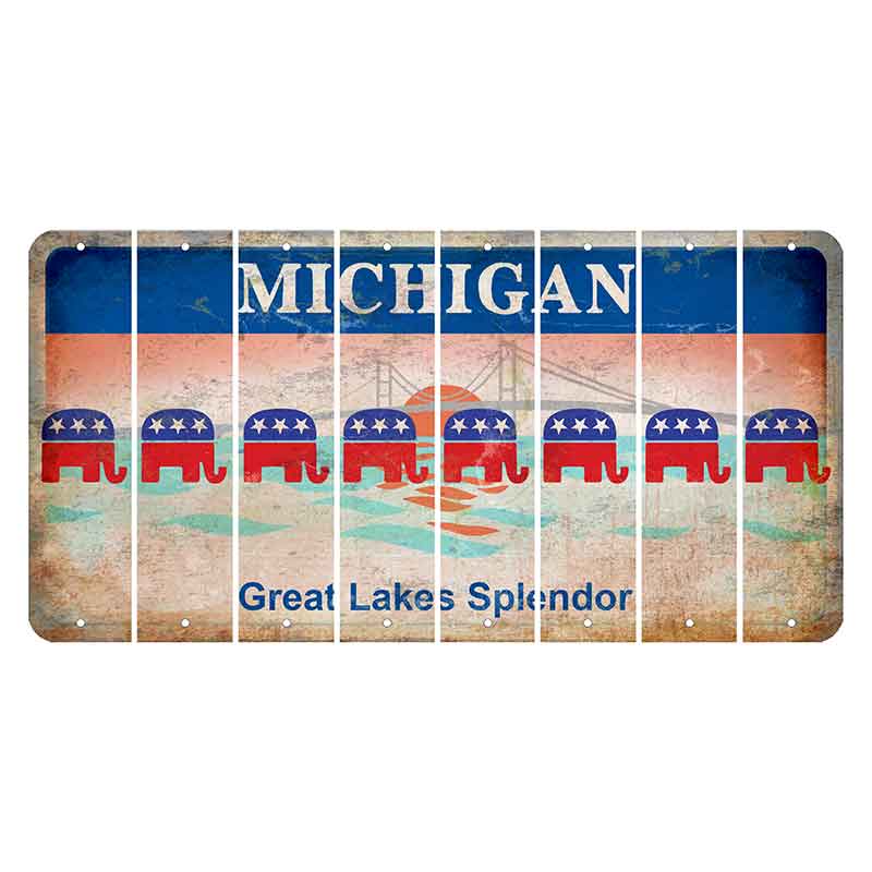 Michigan Great Lakes Splendor Cut License Plate Strips (Set of 8) Republican