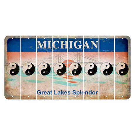 Michigan Great Lakes Splendor Cut License Plate Strips (Set of 8) Yin Yang