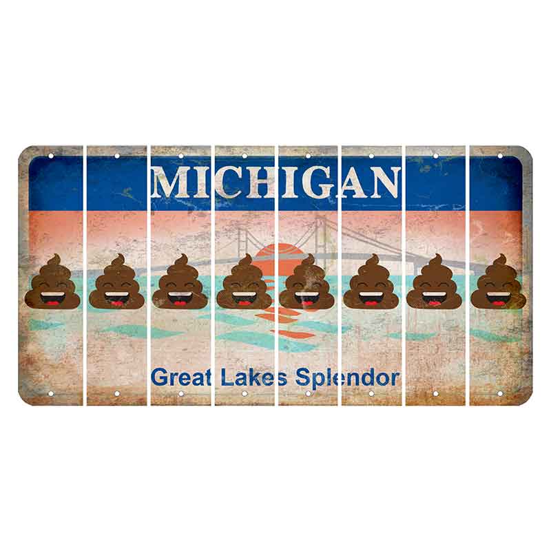 Michigan Great Lakes Splendor Cut License Plate Strips (Set of 8) Emoji - Poop