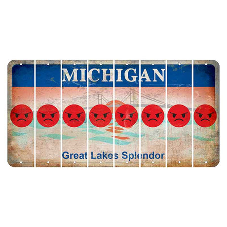 Michigan Great Lakes Splendor Cut License Plate Strips (Set of 8) Emoji - Angry