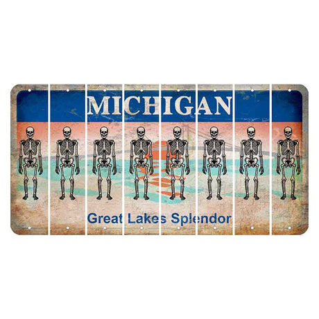 Michigan Great Lakes Splendor Cut License Plate Strips (Set of 8) Skeleton