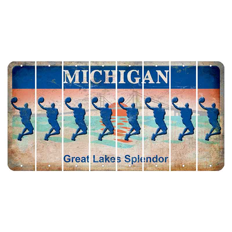 Michigan Great Lakes Splendor Cut License Plate Strips (Set of 8) Basketball Player