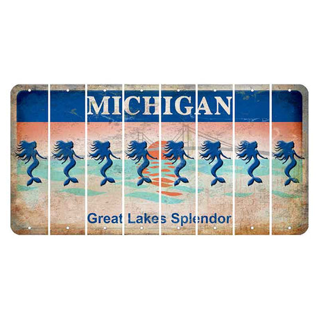 Michigan Great Lakes Splendor Cut License Plate Strips (Set of 8) Mermaid