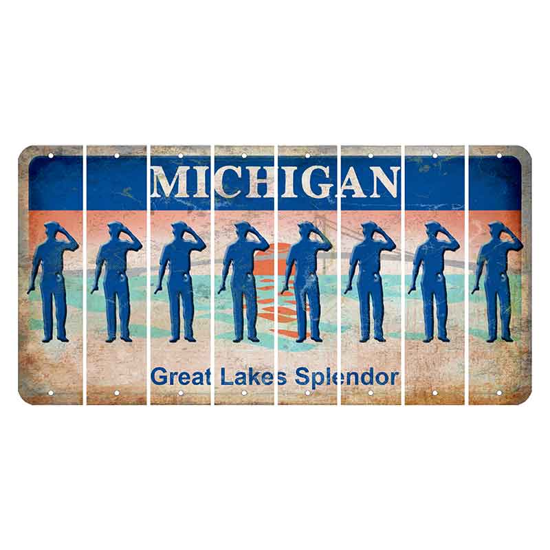 Michigan Great Lakes Splendor Cut License Plate Strips (Set of 8) Police Officer