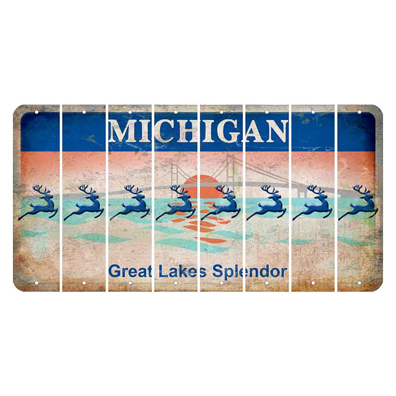 Michigan Great Lakes Splendor Cut License Plate Strips (Set of 8) Reindeer