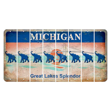 Michigan Great Lakes Splendor Cut License Plate Strips (Set of 8) Elephant