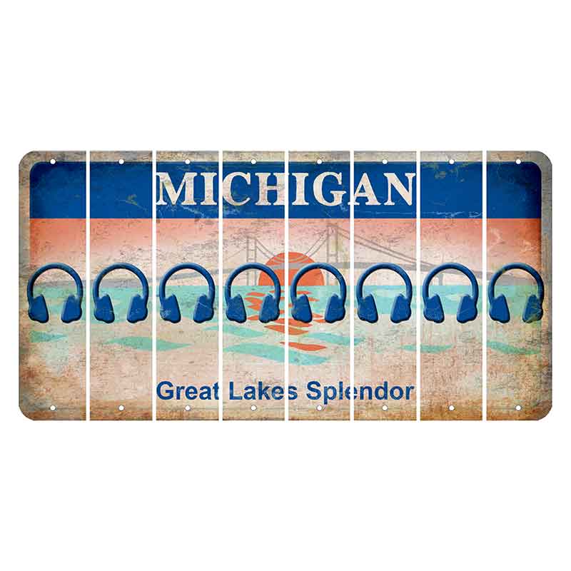 Michigan Great Lakes Splendor Cut License Plate Strips (Set of 8) Headphones