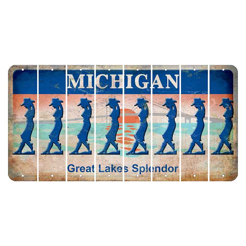 Michigan Great Lakes Splendor Cut License Plate Strips (Set of 8) Cowgirl - Leaning