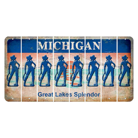 Michigan Great Lakes Splendor Cut License Plate Strips (Set of 8) Cowgirl