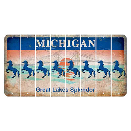 Michigan Great Lakes Splendor Cut License Plate Strips (Set of 8) Horse