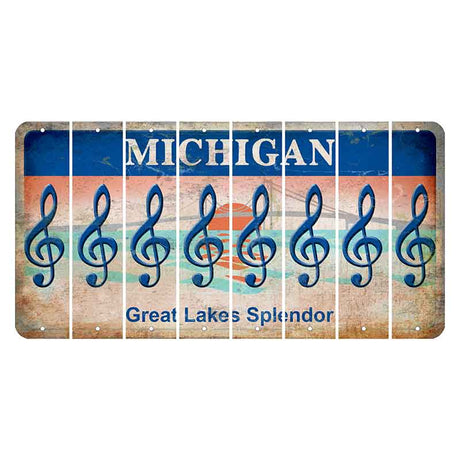 Michigan Great Lakes Splendor Cut License Plate Strips (Set of 8) Music Note