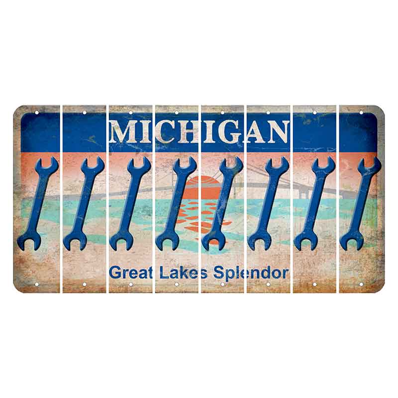 Michigan Great Lakes Splendor Cut License Plate Strips (Set of 8) Wrench