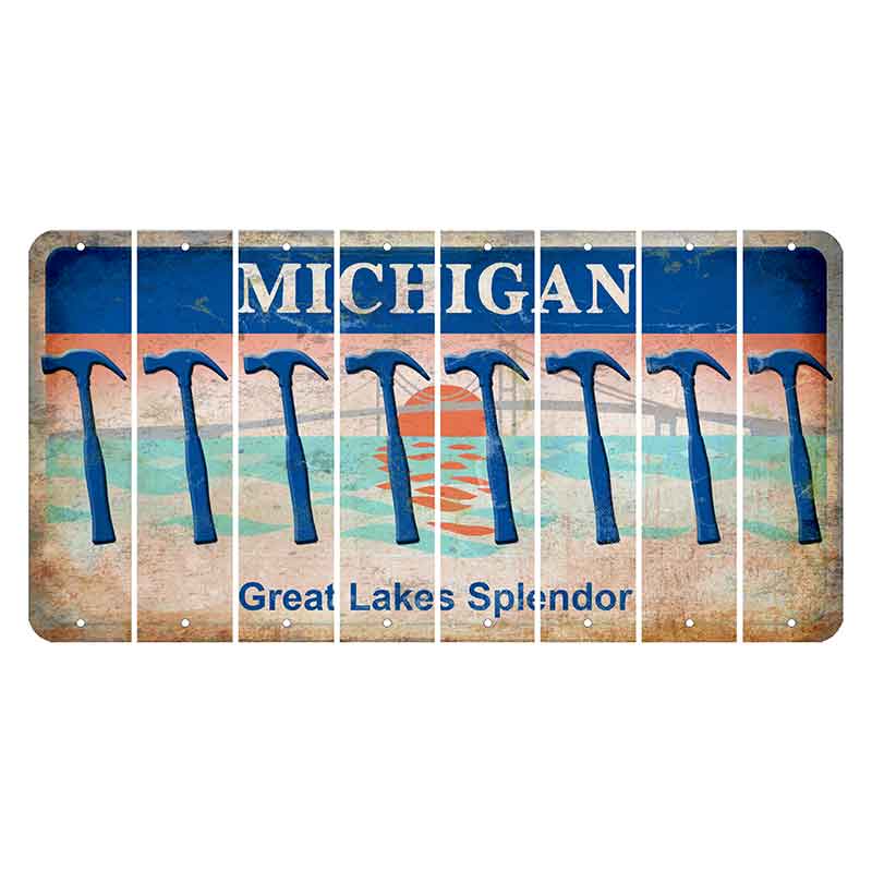 Michigan Great Lakes Splendor Cut License Plate Strips (Set of 8) Hammer