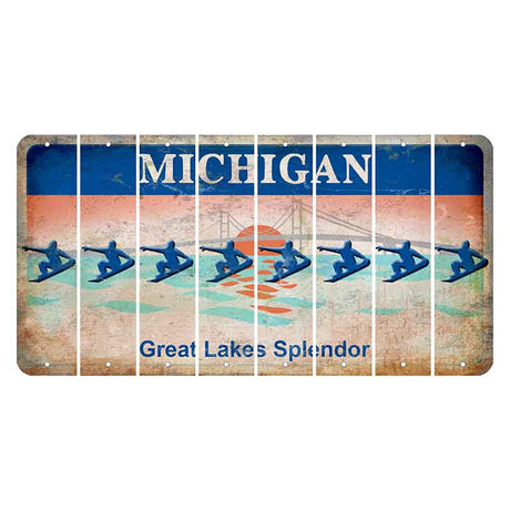 Michigan Great Lakes Splendor Cut License Plate Strips (Set of 8) Snowboarder