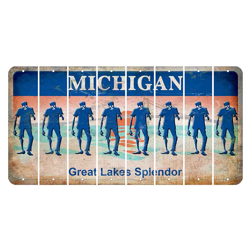 Michigan Great Lakes Splendor Cut License Plate Strips (Set of 8) Zombie