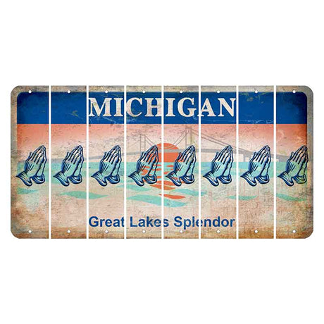 Michigan Great Lakes Splendor Cut License Plate Strips (Set of 8) Praying Hands