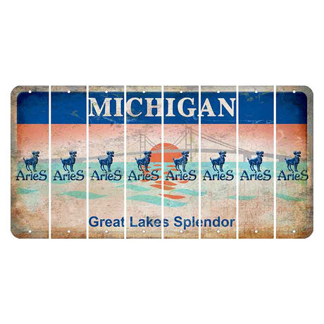 Michigan Great Lakes Splendor Cut License Plate Strips (Set of 8) Zodiac Sign - Aries