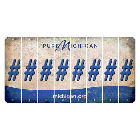 Michigan.org Cut License Plate Strips (Set of 8) Hashtag