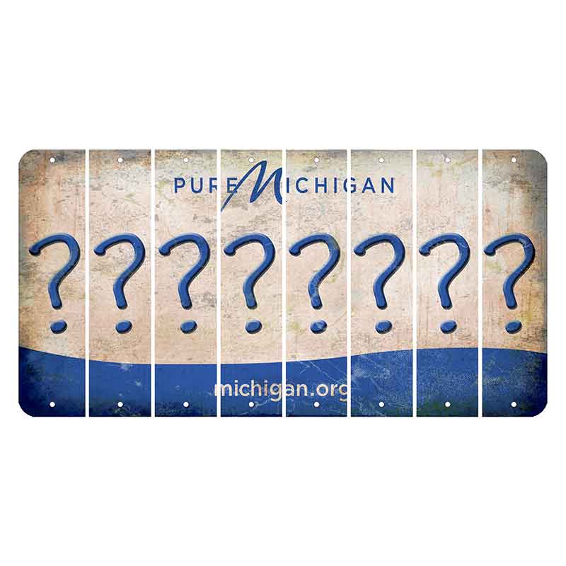 Michigan.org Cut License Plate Strips (Set of 8) Question Mark