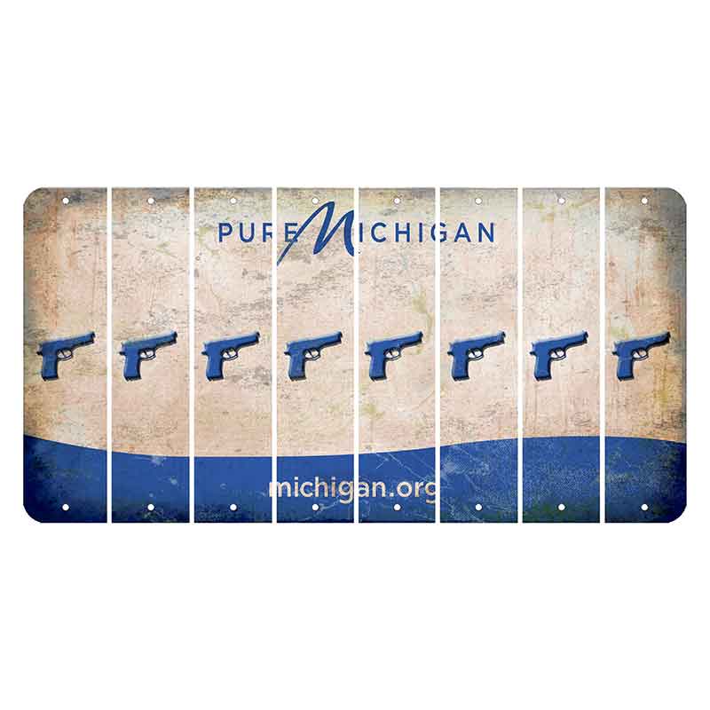 Michigan.org Cut License Plate Strips (Set of 8) Handgun