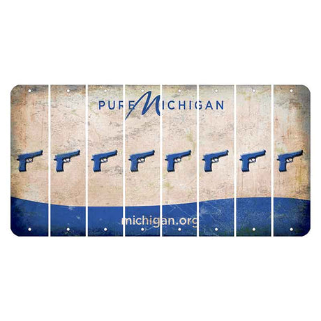 Michigan.org Cut License Plate Strips (Set of 8) Handgun