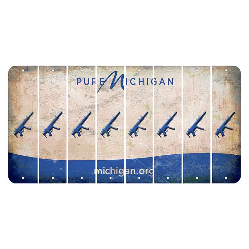 Michigan.org Cut License Plate Strips (Set of 8) Submachine Gun