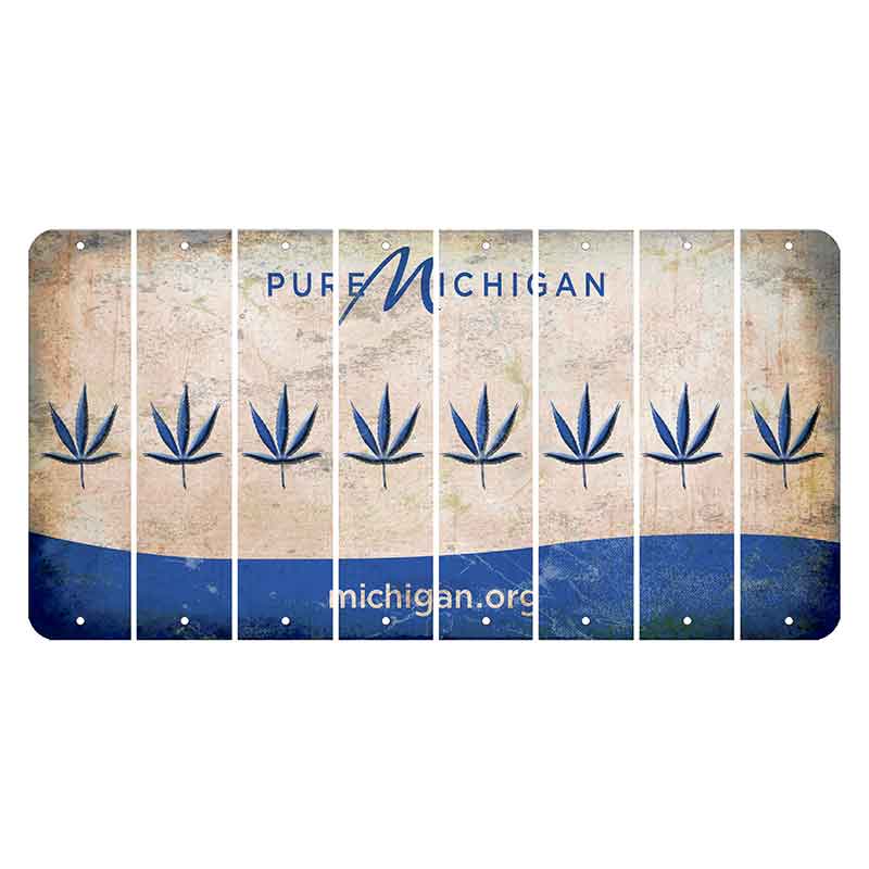 Michigan.org Cut License Plate Strips (Set of 8) Pot Leaf