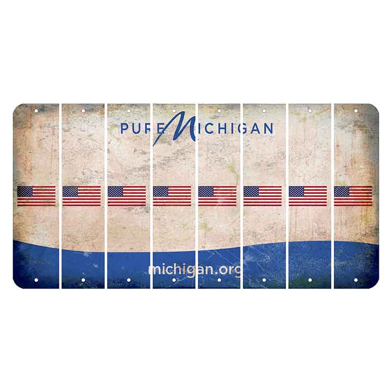 Michigan.org Cut License Plate Strips (Set of 8) American Flag