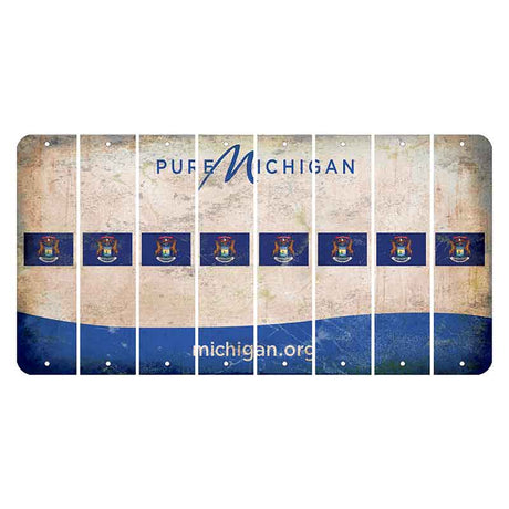 Michigan.org Cut License Plate Strips (Set of 8) State Flag