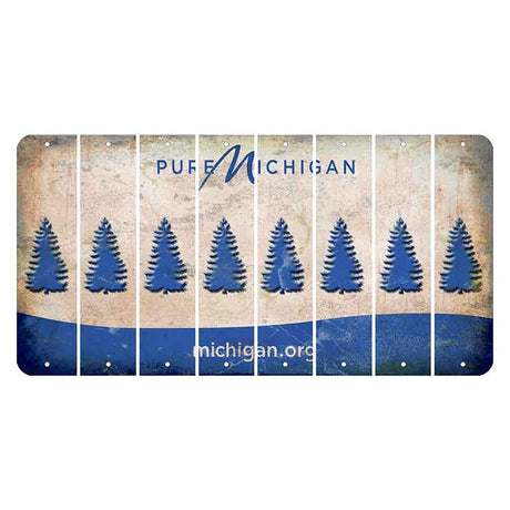 Michigan.org Cut License Plate Strips (Set of 8) Pine Tree