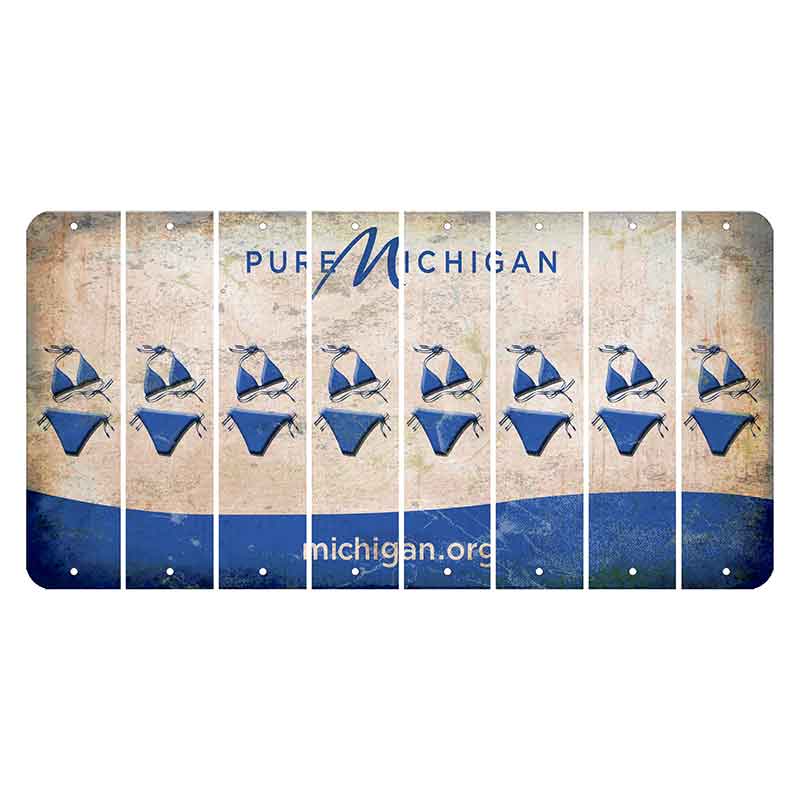 Michigan.org Cut License Plate Strips (Set of 8) Bikini