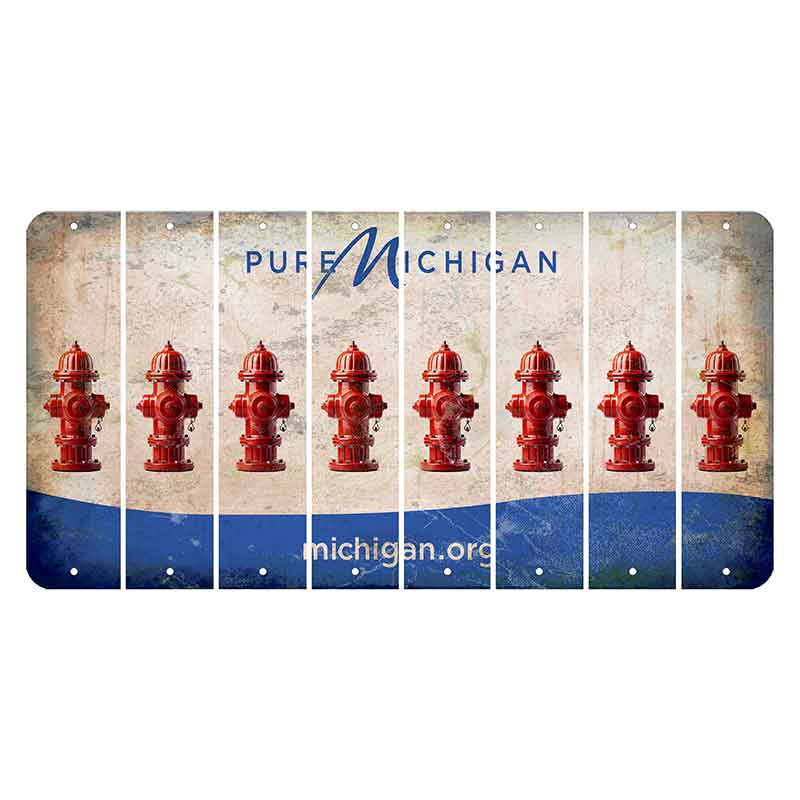 Michigan.org Cut License Plate Strips (Set of 8) Fire Hydrant