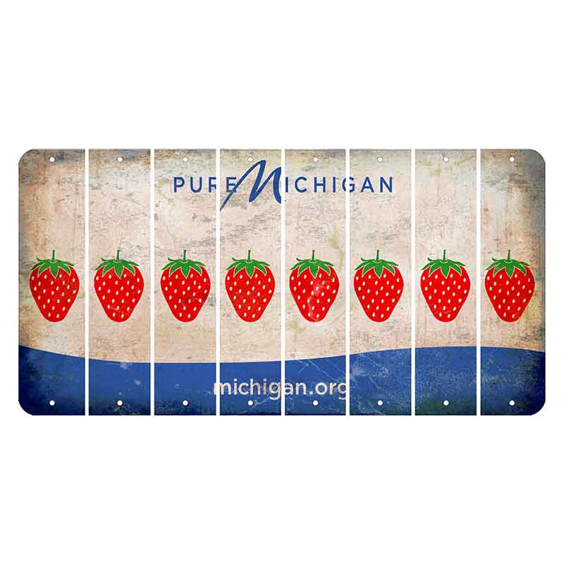 Michigan.org Cut License Plate Strips (Set of 8) Strawberry