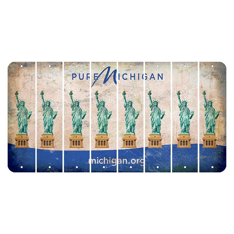 Michigan.org Cut License Plate Strips (Set of 8) Statue of Liberty