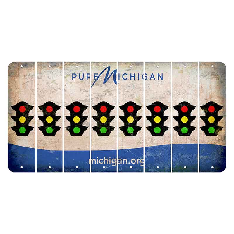 Michigan.org Cut License Plate Strips (Set of 8) Traffic Light