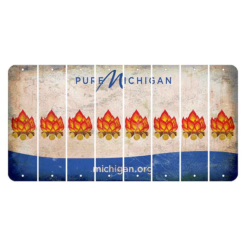 Michigan.org Cut License Plate Strips (Set of 8) Campfire