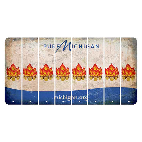 Michigan.org Cut License Plate Strips (Set of 8) Campfire