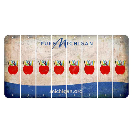 Michigan.org Cut License Plate Strips (Set of 8) Teacher Apple