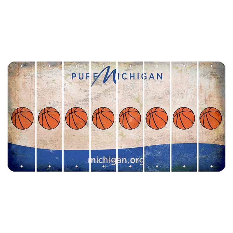 Michigan.org Cut License Plate Strips (Set of 8) Basketball