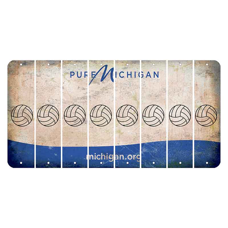 Michigan.org Cut License Plate Strips (Set of 8) Volleyball